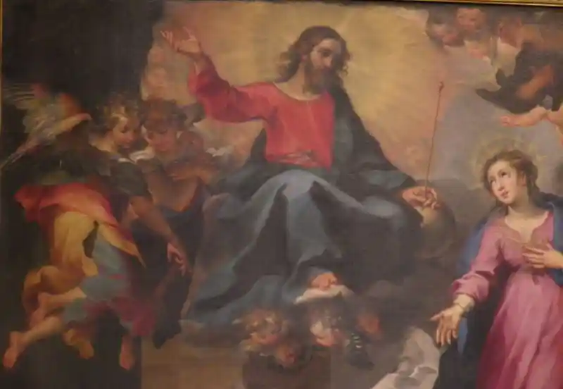 Painting of Jesus, glowing sun rays on the head, solar disc